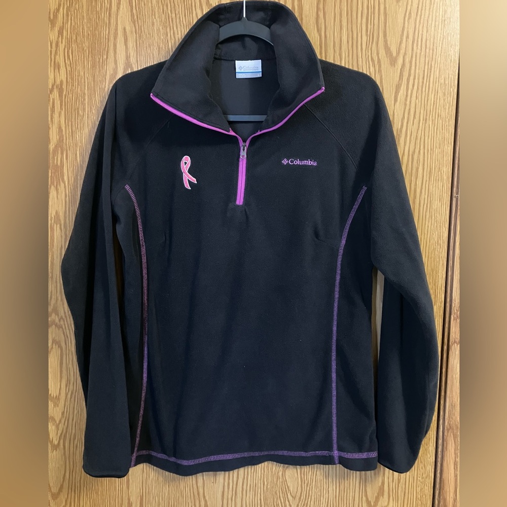 Columbia Black and Pink Ribbon quarter zip fleece sweater women’s size large